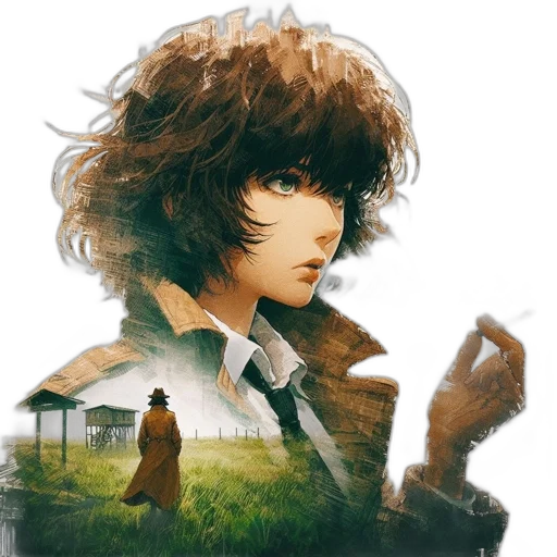 jacket, face, hair, robot transparent PNG cut-out