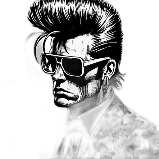 hair, face, jacket, comic book art transparent PNG cut-out