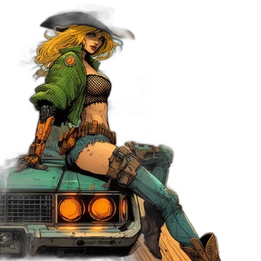 car, concept art, comic book art, cyberpunk transparent PNG cut-out