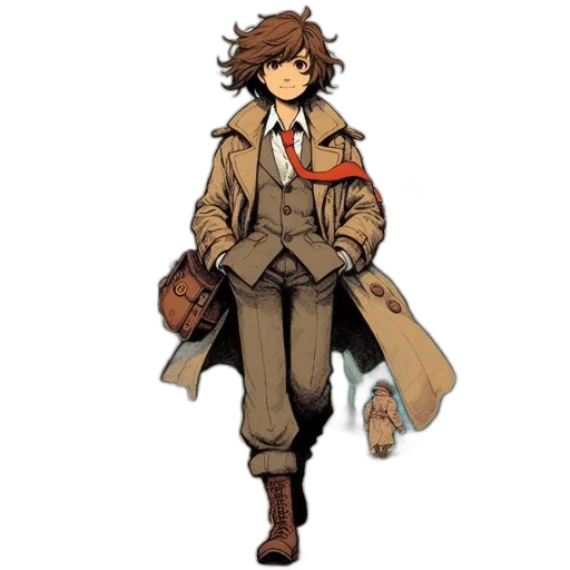 jacket, staff, concept art, pixel art transparent PNG cut-out