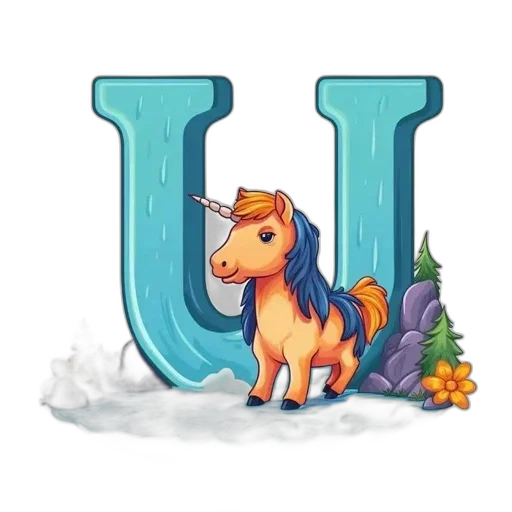 capital, letter, accompanied, blue-maned transparent PNG cut-out