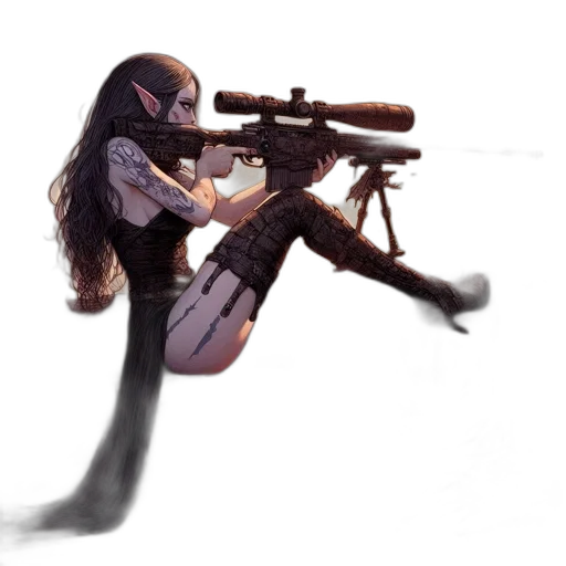 weapon, staff, creature, hair transparent PNG cut-out