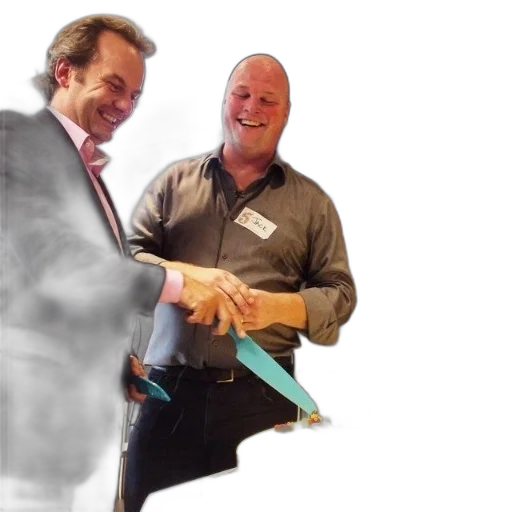 staff, two, men, cutting transparent PNG cut-out