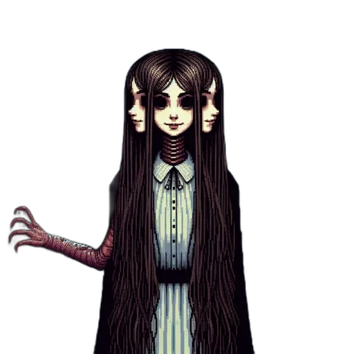 creature, staff, hair, dress transparent PNG cut-out