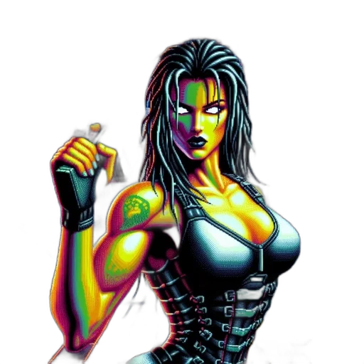 robot, comic book art, cyberpunk, pixel art transparent PNG cut-out