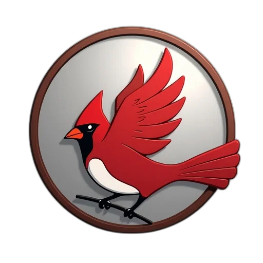 staff, 3d render, red, circular transparent PNG cut-out