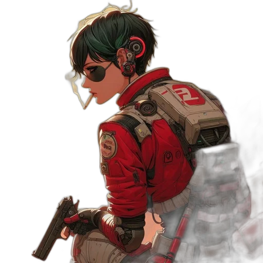 jacket, weapon, robot, concept art transparent PNG cut-out