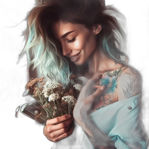 flower, dress, face, jewelry transparent PNG cut-out