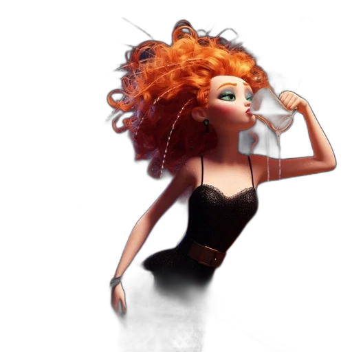 hair, dress, concept art, 3d render transparent PNG cut-out