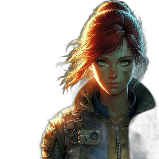 jacket, concept art, cyberpunk, comic book art transparent PNG cut-out