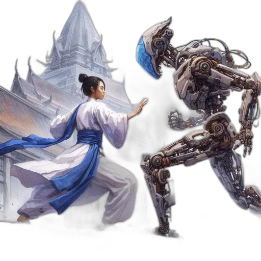robot, concept art, fantasy art, cyberpunk transparent PNG cut-out