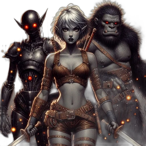 comic book art, concept art, fantasy art, cyberpunk transparent PNG cut-out