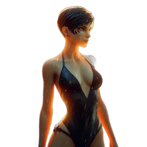 dress, concept art, comic book art, cyberpunk transparent PNG cut-out
