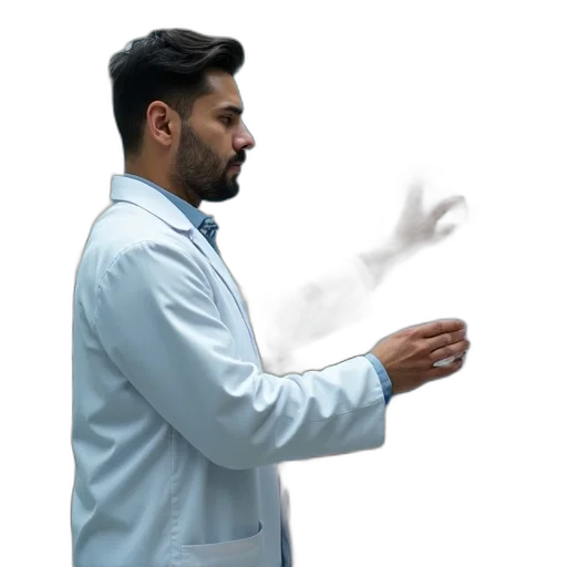 jacket, staff, robot, face transparent PNG cut-out