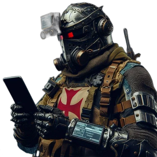 robot, mask, staff, weapon transparent PNG cut-out