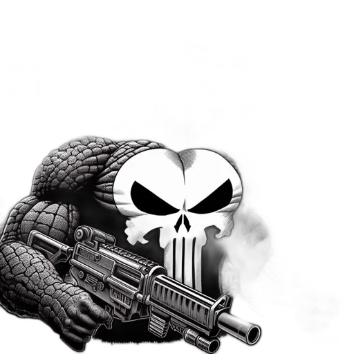 weapon, mask, animal, comic book art transparent PNG cut-out