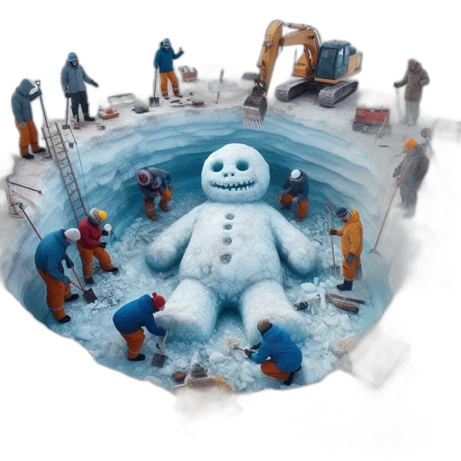 robot, concept art, 3d render, snow transparent PNG cut-out