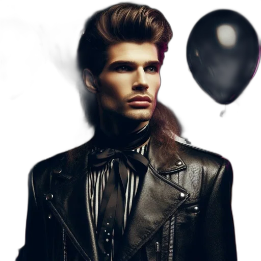 jacket, hair, face, photorealistic transparent PNG cut-out