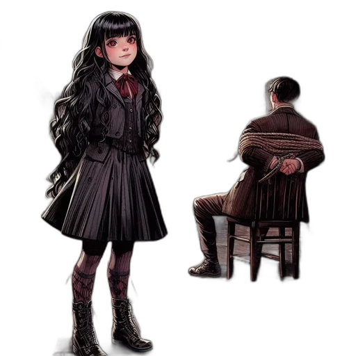 dress, hair, jacket, creature transparent PNG cut-out