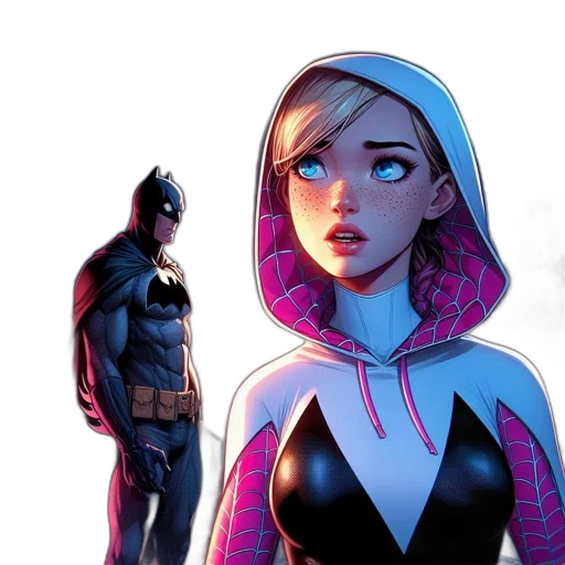 comic book art, concept art, neon lights, blonde-haired transparent PNG cut-out