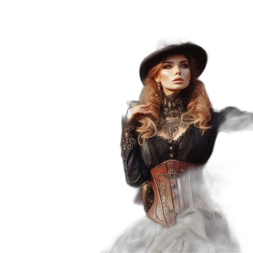 dress, hat, photorealistic, fantasy art transparent PNG cut-out