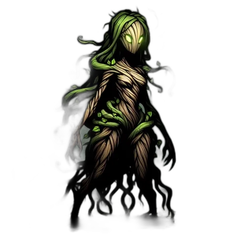 creature, hair, staff, tree transparent PNG cut-out