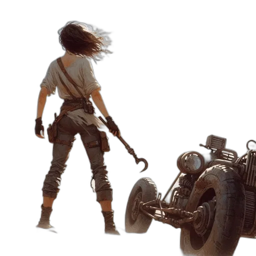 weapon, robot, sword, hair transparent PNG cut-out