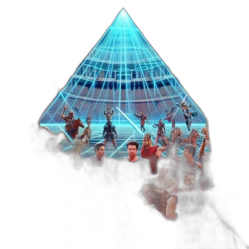 staff, robot, concept art, vaporwave transparent PNG cut-out