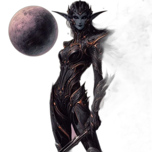 dress, staff, creature, fantasy art transparent PNG cut-out