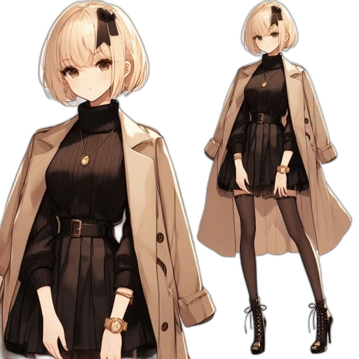 jacket, dress, staff, concept art transparent PNG cut-out