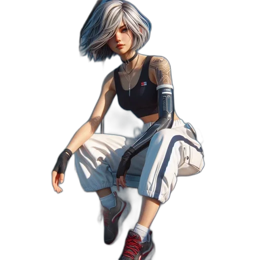 dress, robot, jacket, hair transparent PNG cut-out