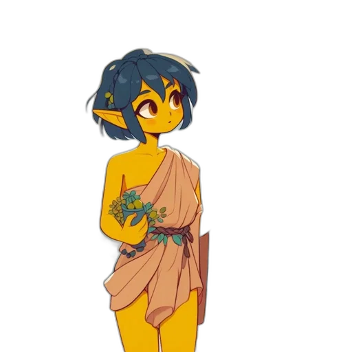 dress, flower, creature, staff transparent PNG cut-out
