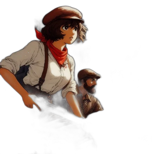 hat, staff, weapon, jacket transparent PNG cut-out