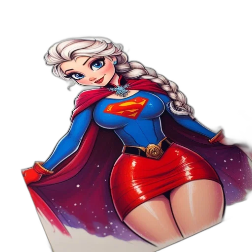 dress, staff, crown, comic book art transparent PNG cut-out
