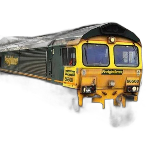 photorealistic, yellow, green, freightliner transparent PNG cut-out