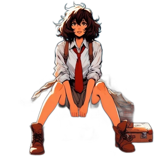 jacket, dress, staff, creature transparent PNG cut-out