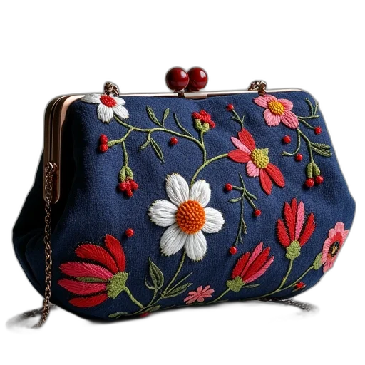 sylvie, embroidered, clutch, bag transparent PNG cut-out