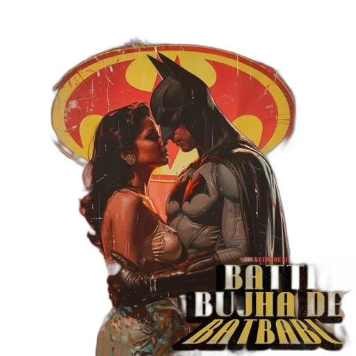comic book art, concept art, batman, woman transparent PNG cut-out