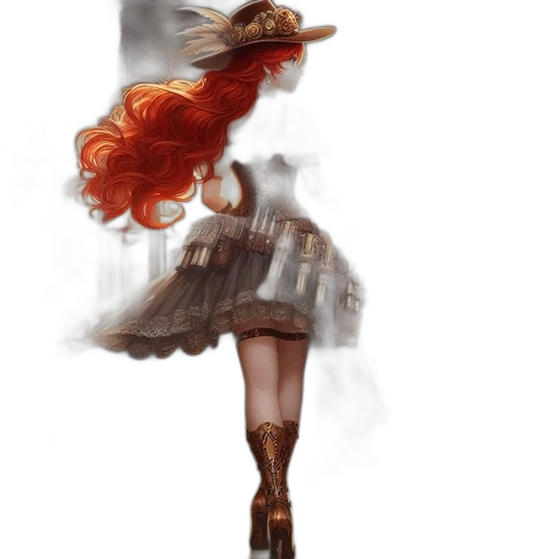dress, hat, staff, hair transparent PNG cut-out