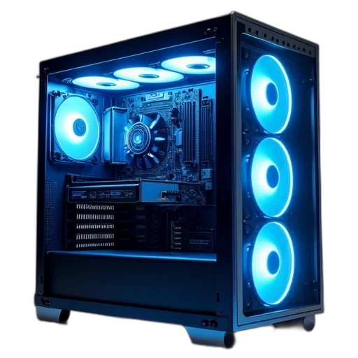 3d render, cyberpunk, blue, sleek transparent PNG cut-out