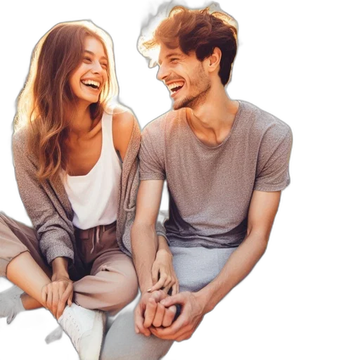 photorealistic, two, individuals, sit transparent PNG cut-out