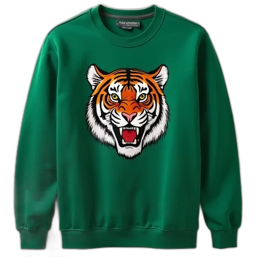 green, tiger, head, embroidered transparent PNG cut-out