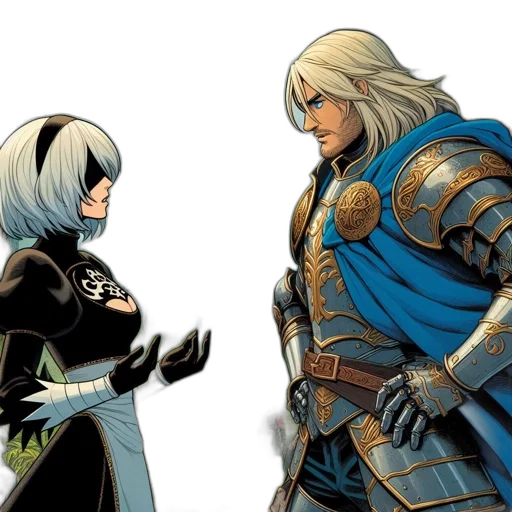 concept art, comic book art, fantasy art, two transparent PNG cut-out
