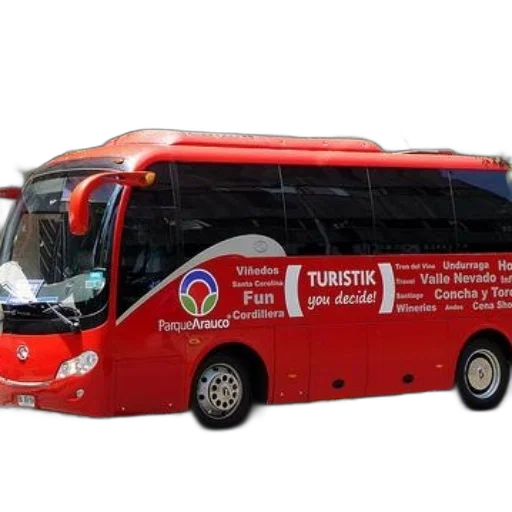 3d render, red, bus, words transparent PNG cut-out