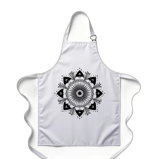 white, apron, black, floral transparent PNG cut-out