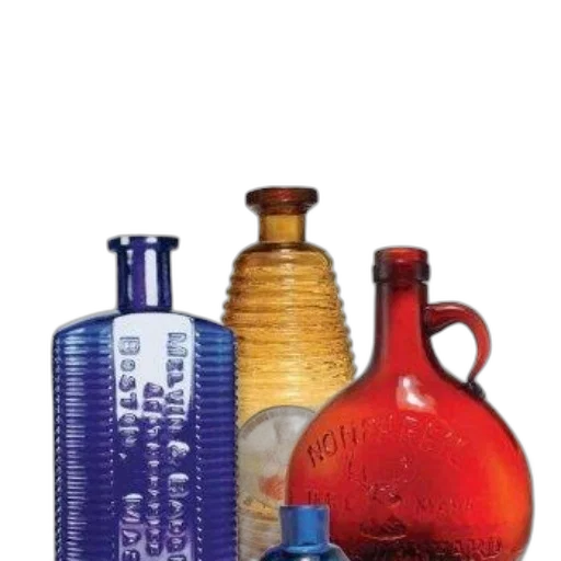 bottle, photorealistic, blue, red transparent PNG cut-out
