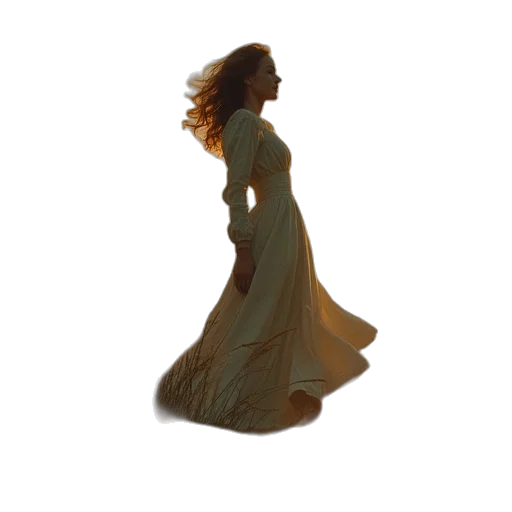 dress, hair, crown, staff transparent PNG cut-out