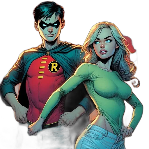 comic book art, concept art, green, two transparent PNG cut-out