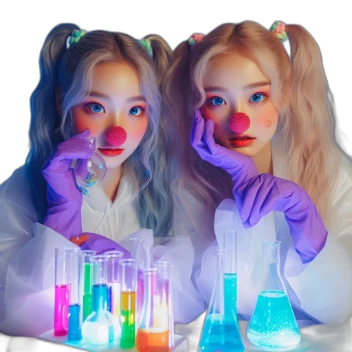 concept art, vaporwave, neon lights, two transparent PNG cut-out