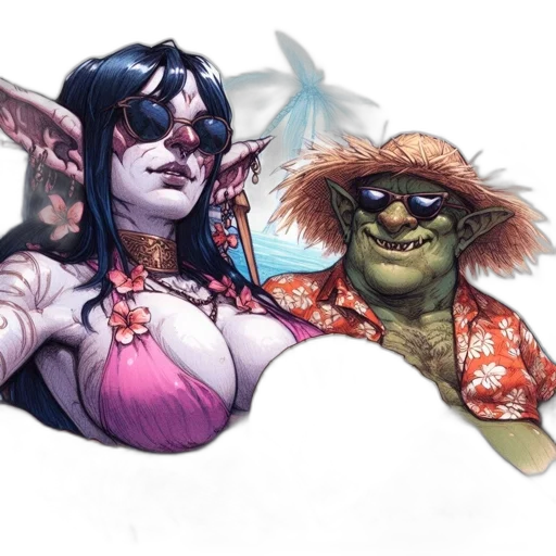 concept art, comic book art, fantasy art, watercolor transparent PNG cut-out